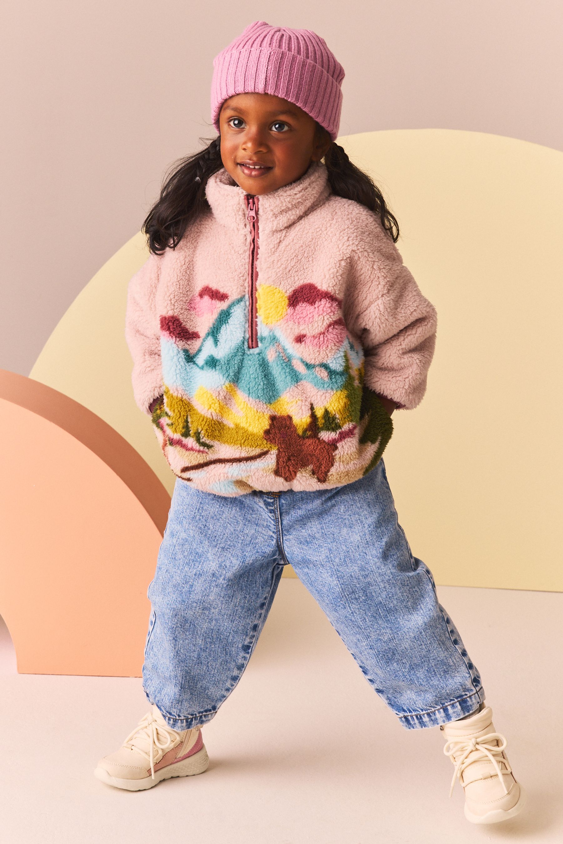 Buy Pink Scenic Borg Fleece Half Zip Top 3mths 7yrs from the Next UK online shop