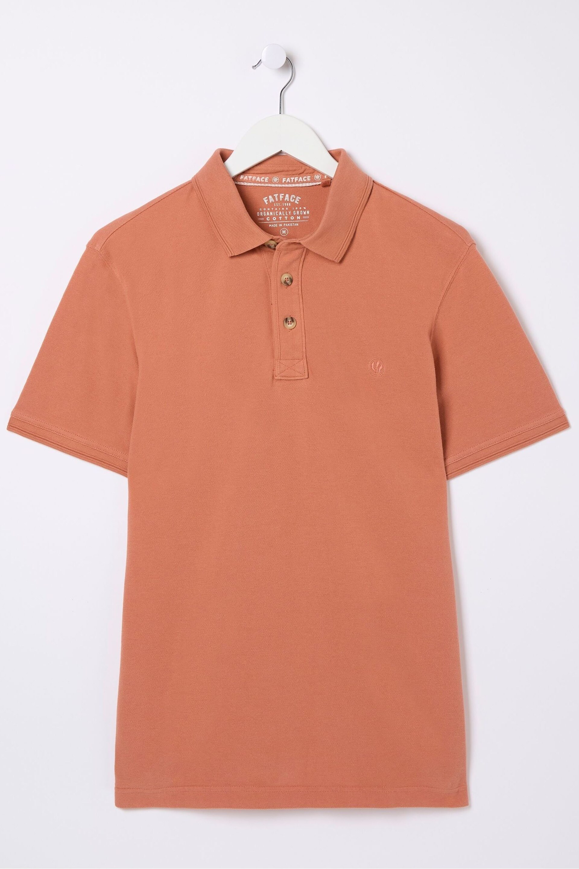 FatFace Orange Pique Polo Shirt - Image 4 of 4