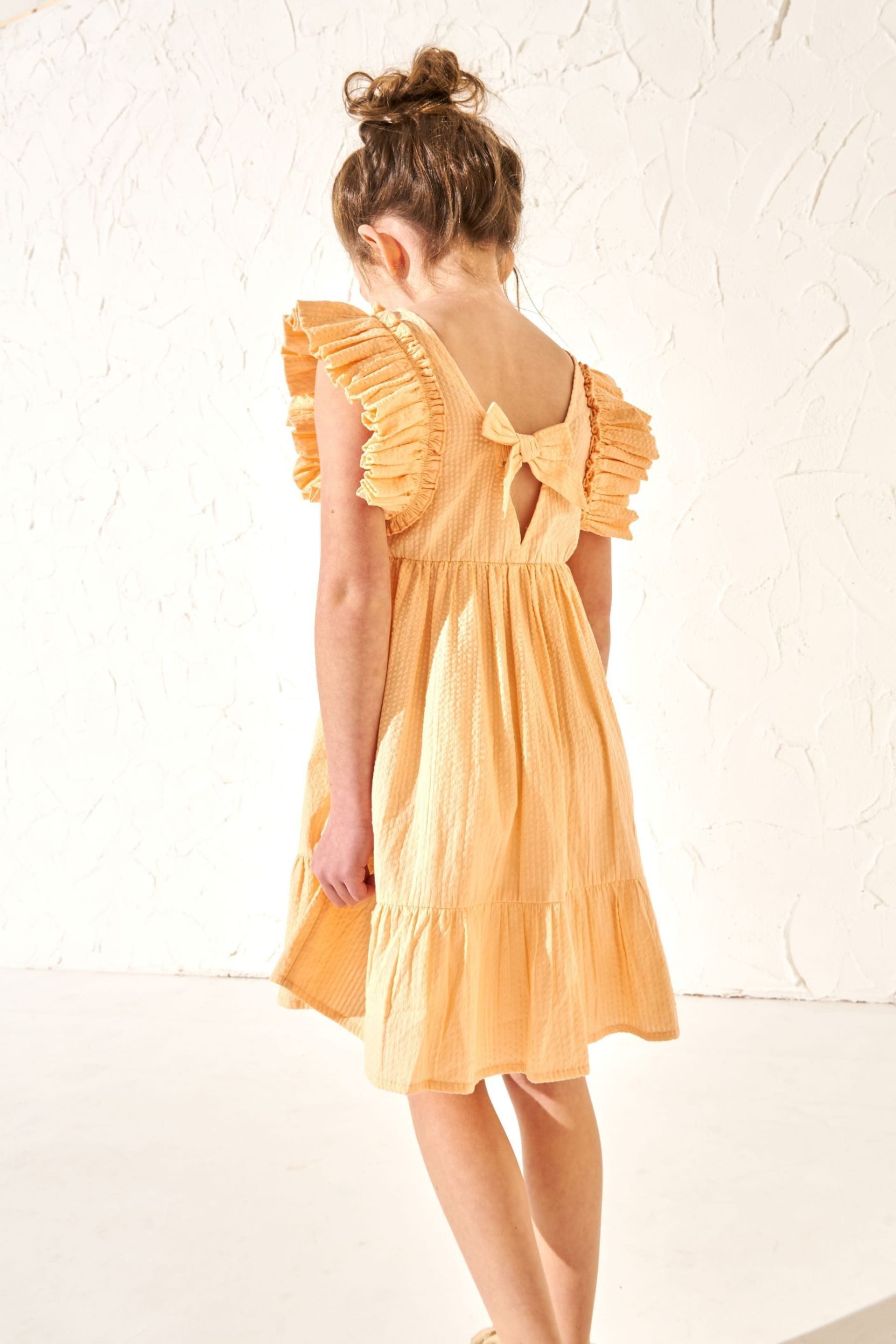 Angel & Rocket Orange Simone Textured Ruffle Dress - Image 2 of 6