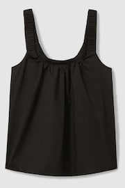 Reiss Black Corey Cotton Ruched Strap Top - Image 2 of 5