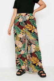 Yours Curve Black Tropical Print Wide Leg Trousers - Image 4 of 6