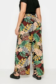 Yours Curve Black Tropical Print Wide Leg Trousers - Image 5 of 6
