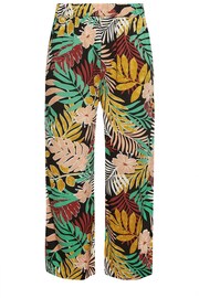 Yours Curve Black Tropical Print Wide Leg Trousers - Image 6 of 6