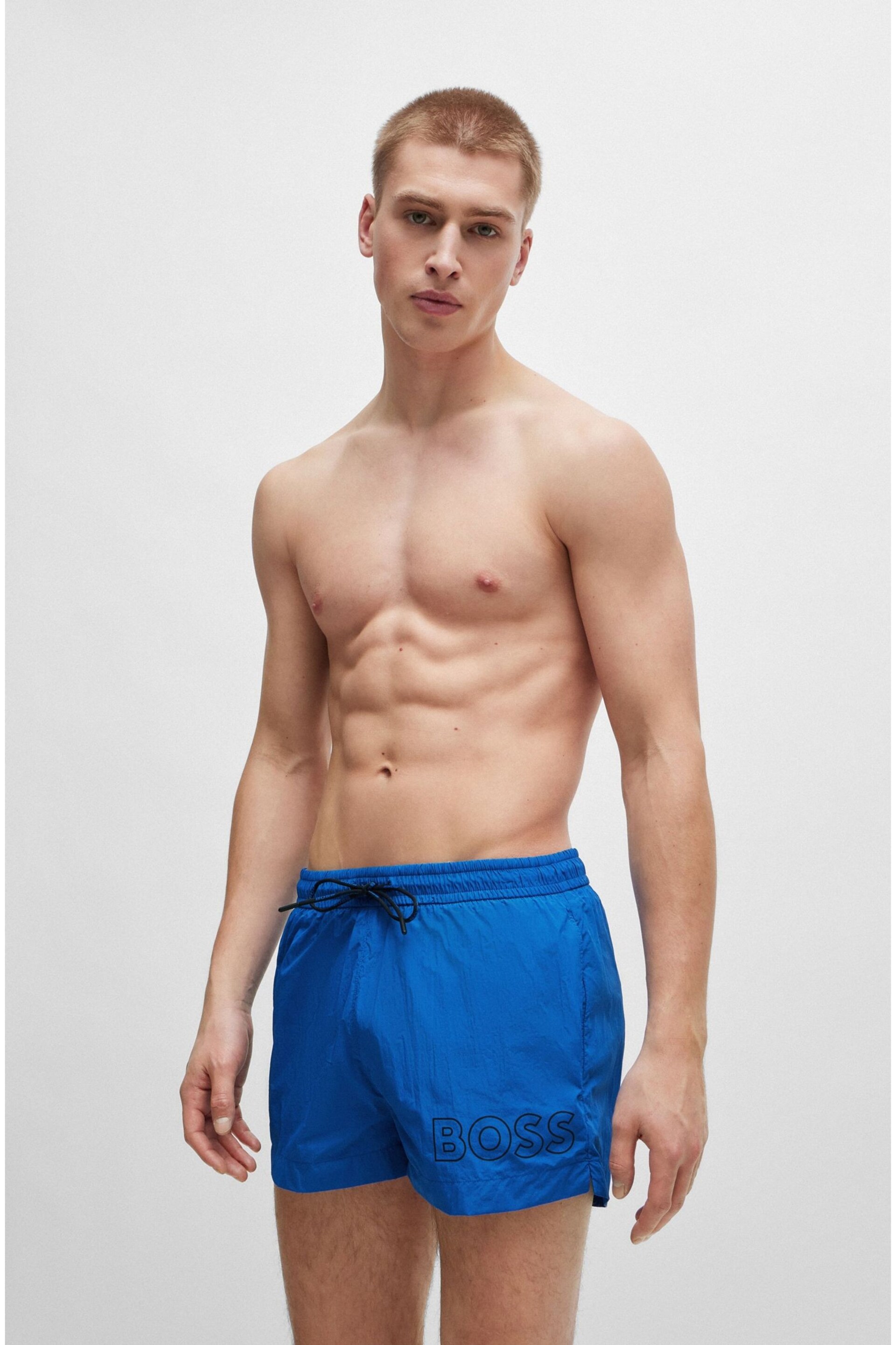 BOSS Blue Quick-Dry Outlined Logo Swim Shorts - Image 1 of 4