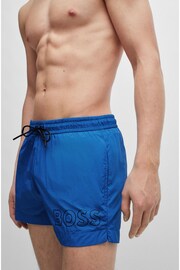 BOSS Blue Quick-Dry Outlined Logo Swim Shorts - Image 3 of 4