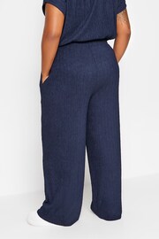 Yours Curve Blue Crinkle Plisse Trousers - Image 3 of 5