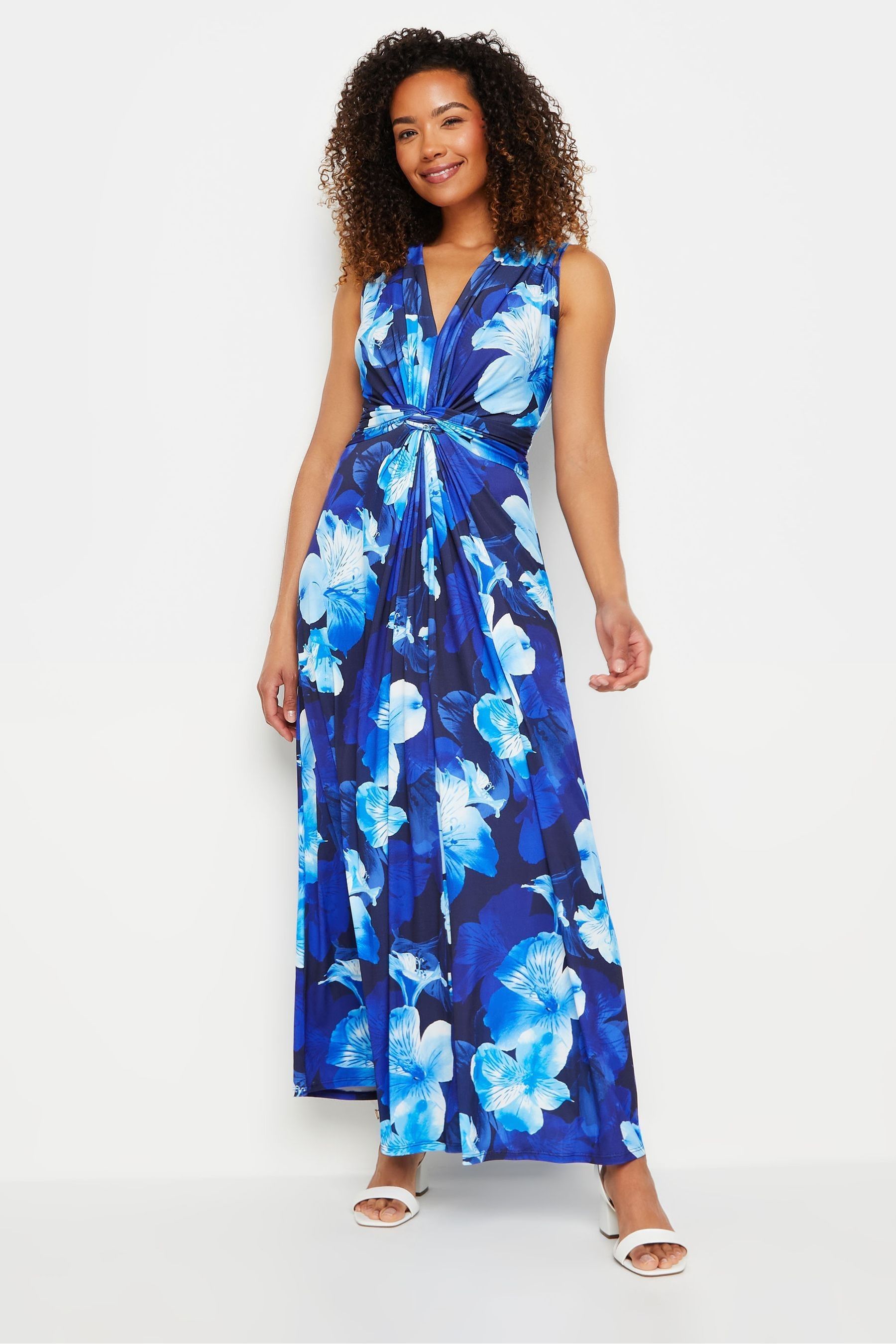 Navy blue floral print maxi dress hotsell