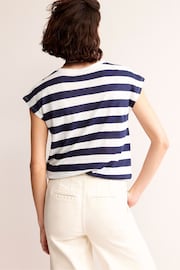 Boden Cream Louisa Crew Neck Linen T-Shirt - Image 2 of 5