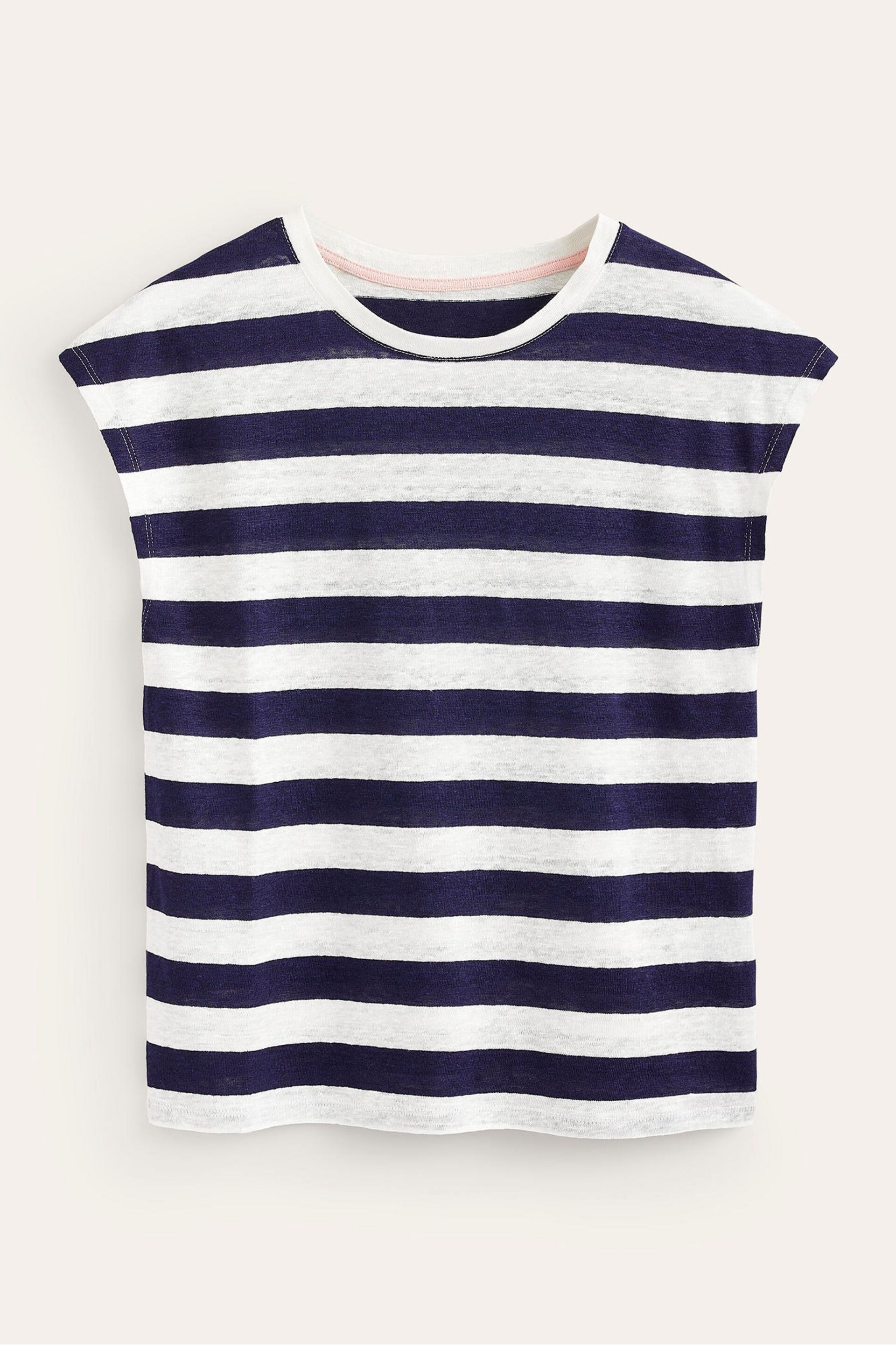 Boden Cream Louisa Crew Neck Linen T-Shirt - Image 5 of 5