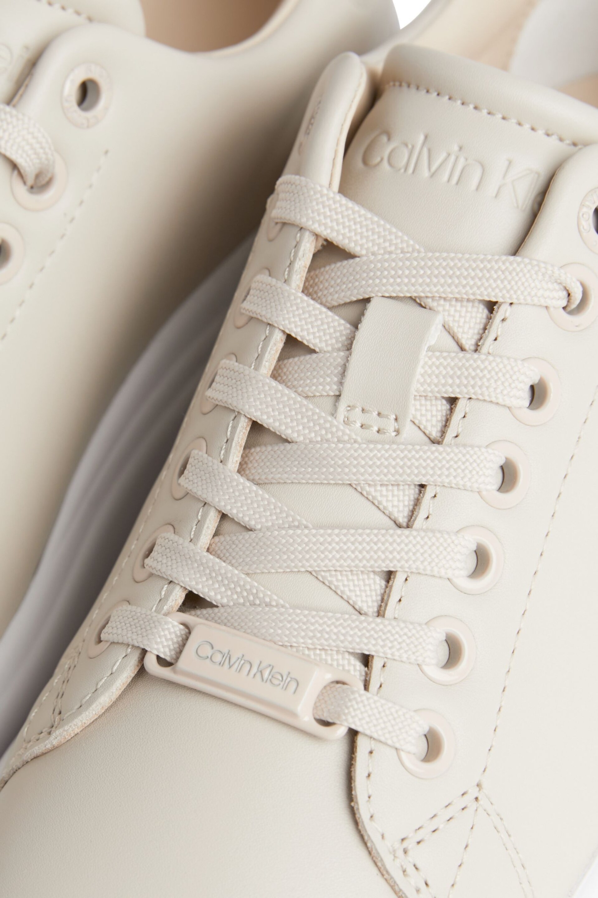 Calvin Klein White Cupsole Lace-Up Leather Sneakers - Image 4 of 7