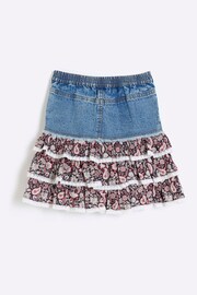 River Island Blue Girls Denim Paisley Rara Skirt - Image 3 of 4