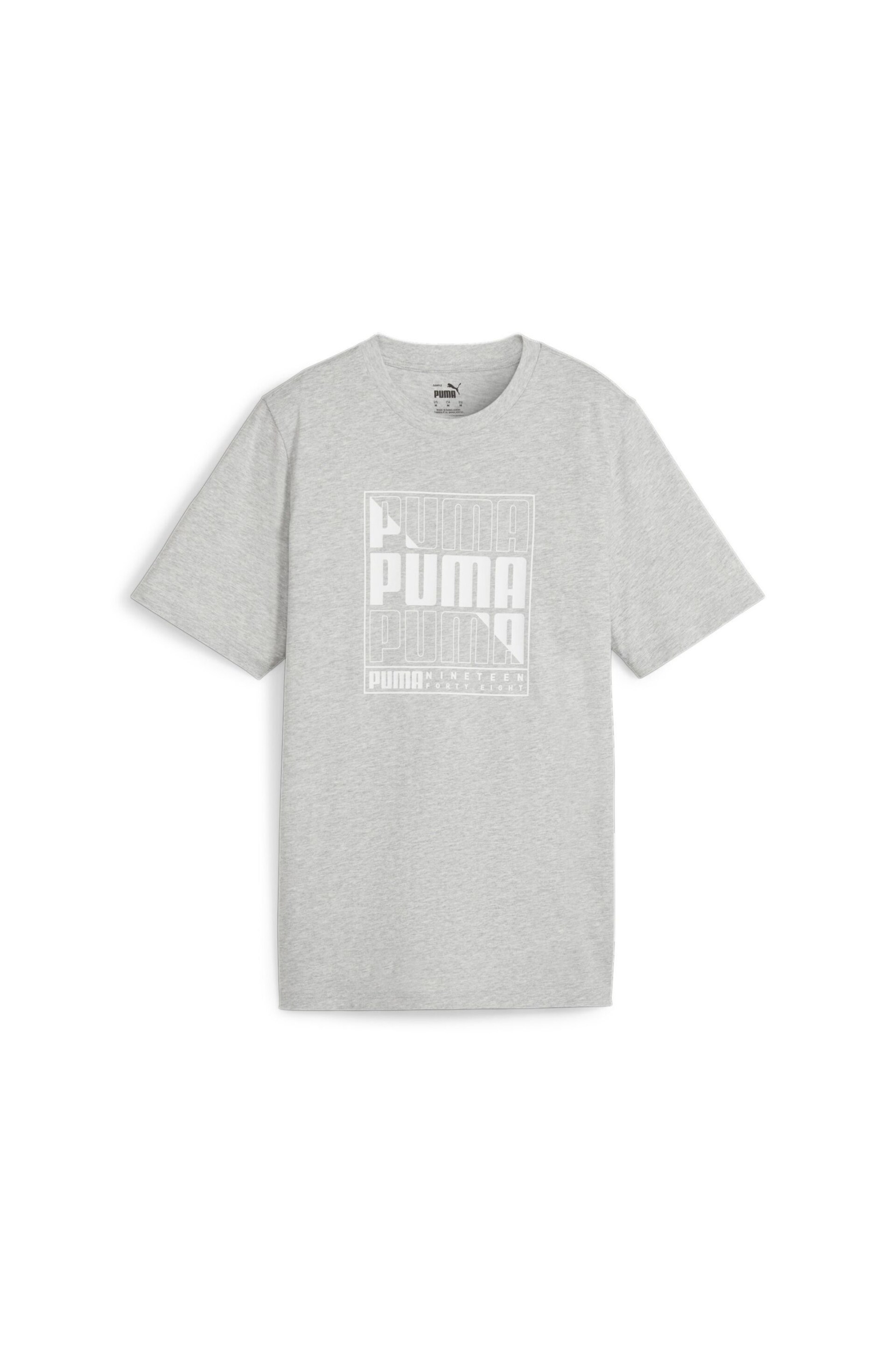 Puma Grey Mens GRAPHICS Box T-Shirt - Image 1 of 2