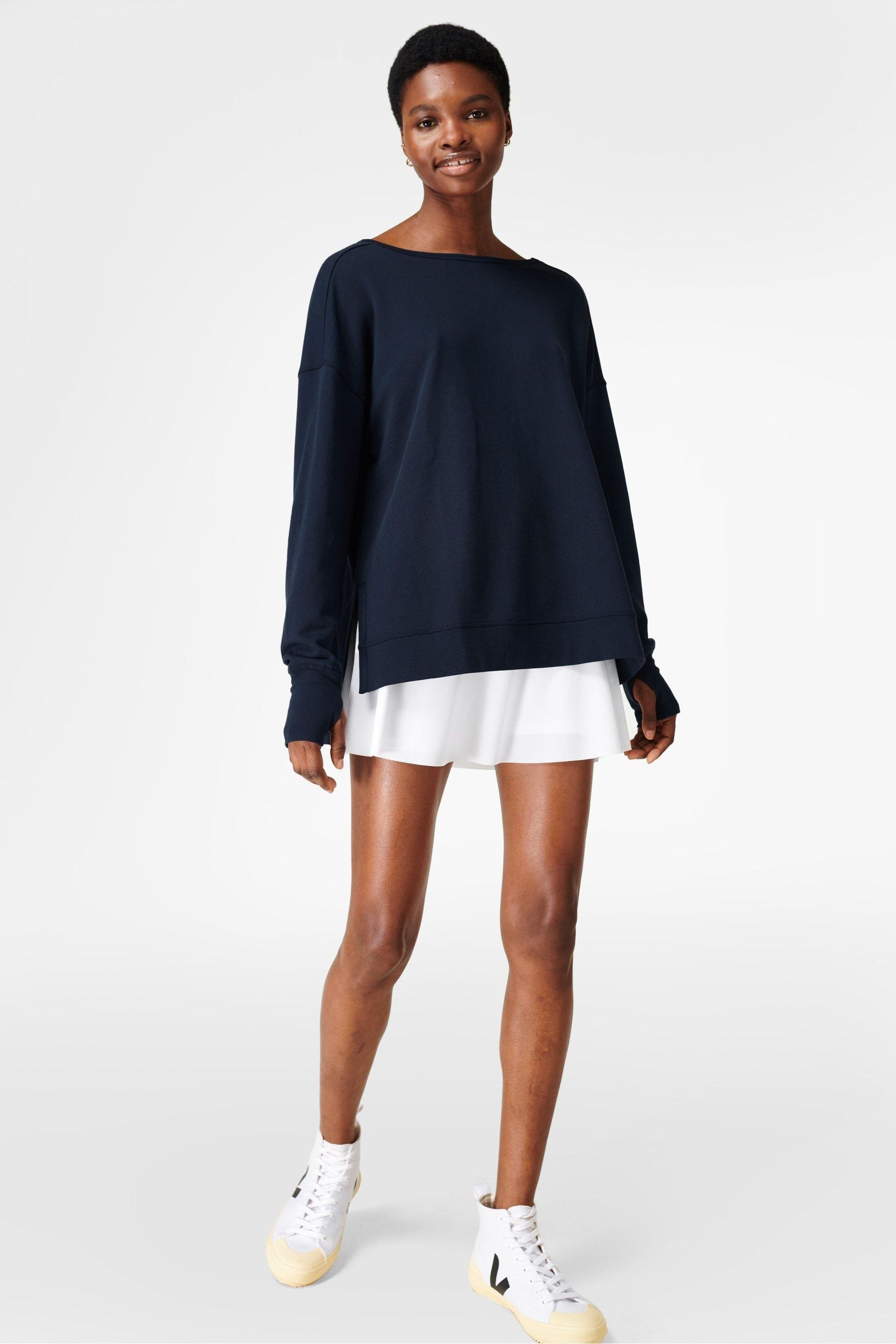 Navy blue oversized sweatshirt hot sale