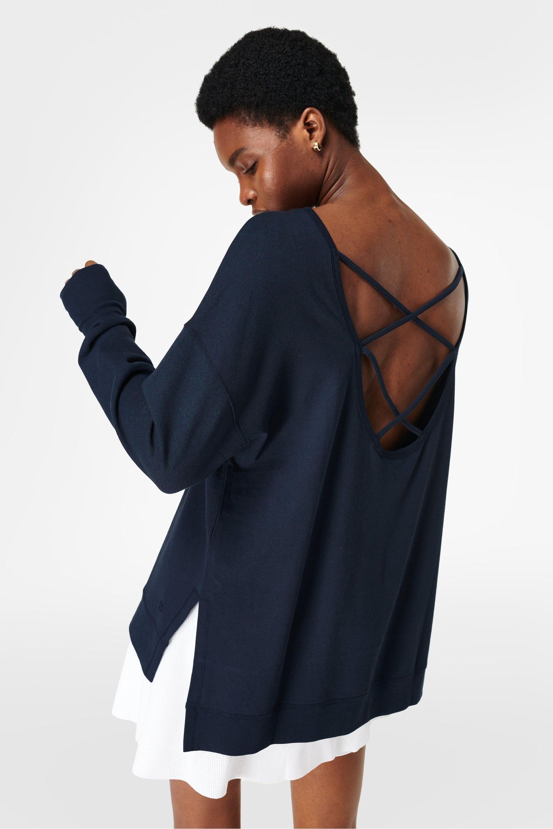 Buy Sweaty Betty Navy Blue After Class Cross Back Sweatshirt from Next Hong Kong