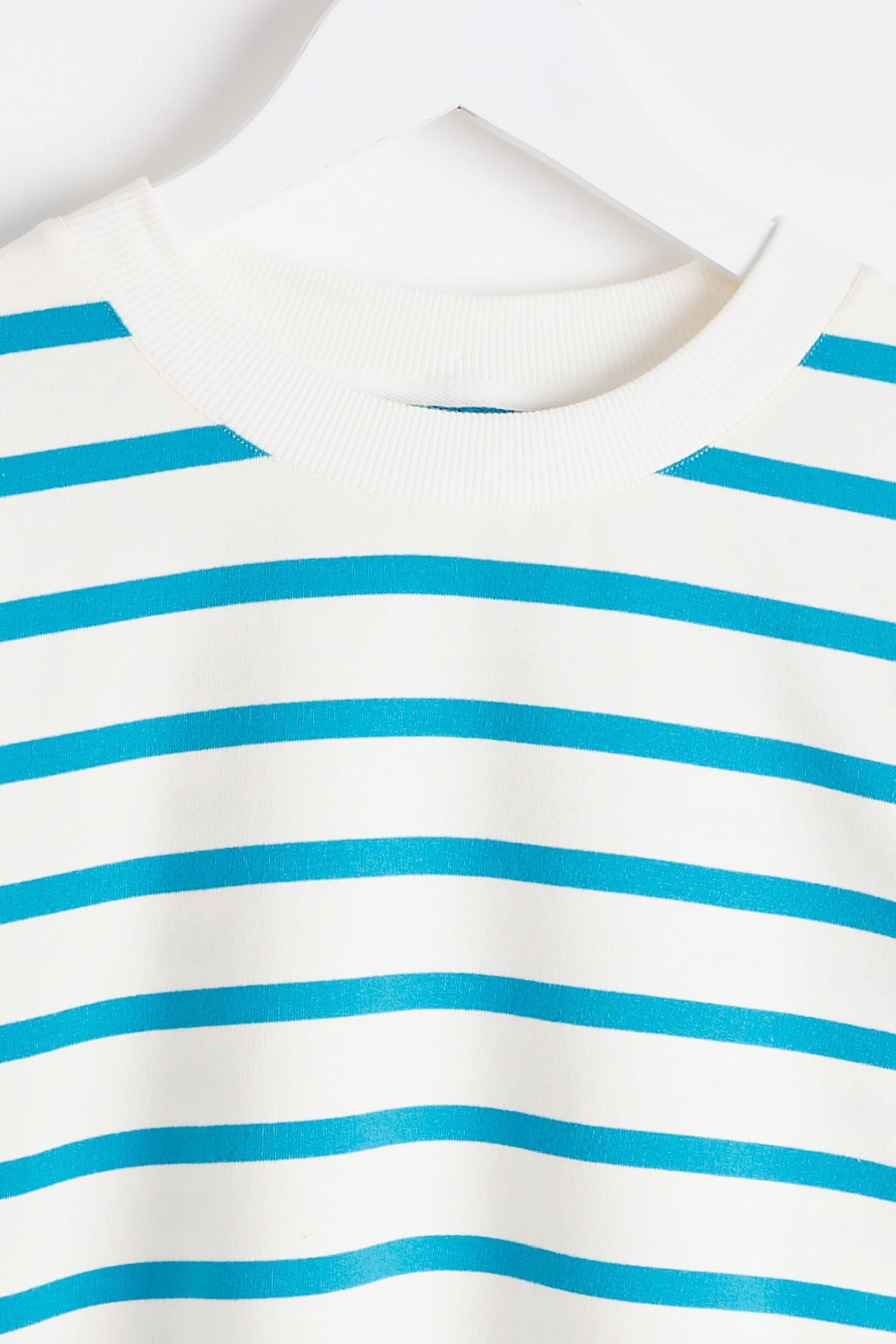 Oliver Bonas Green Stripe Pleat Sleeve T-Shirt - Image 3 of 5