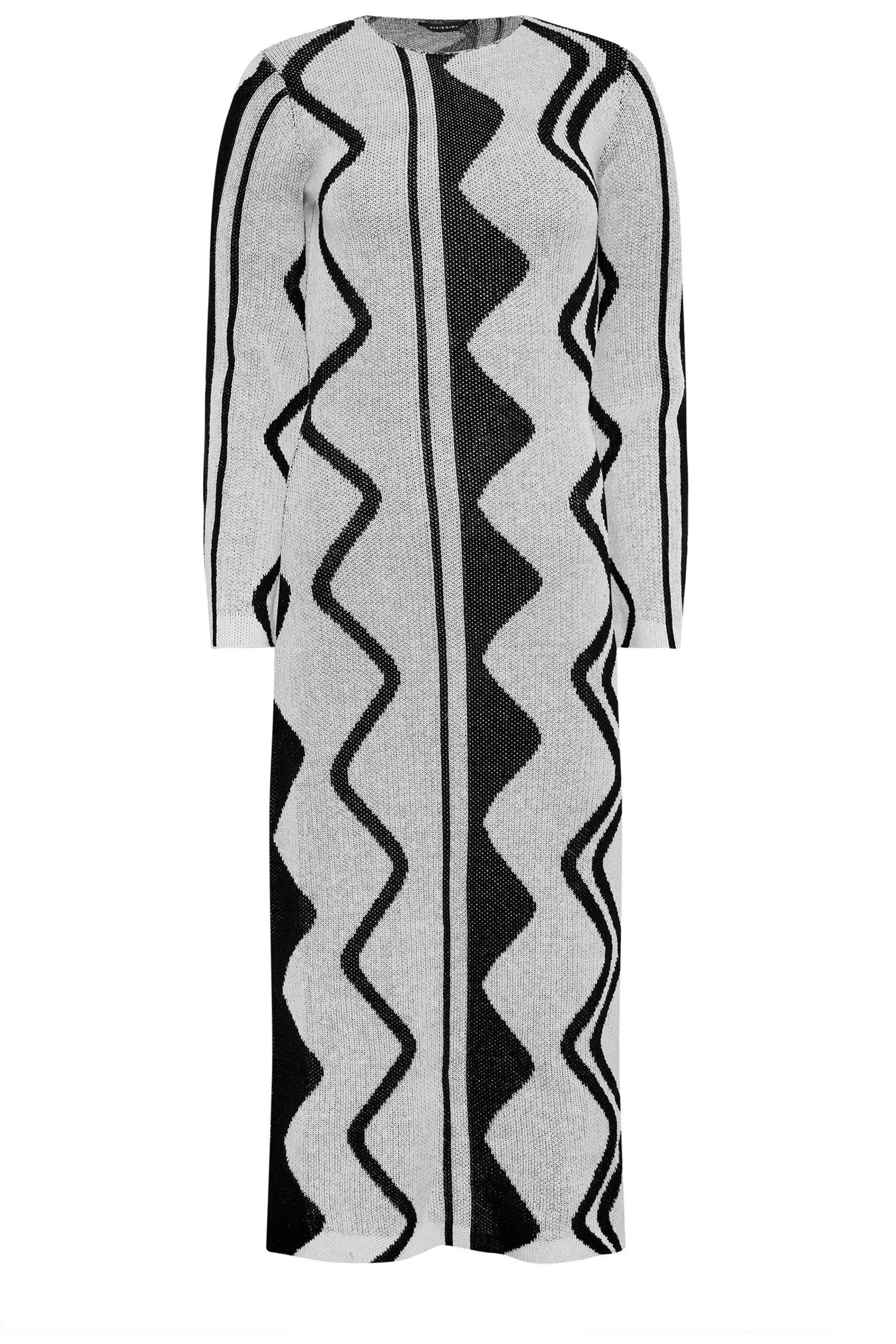 PixieGirl Petite Grey/Black Abstract Knitted Maxi Dress - Image 5 of 5