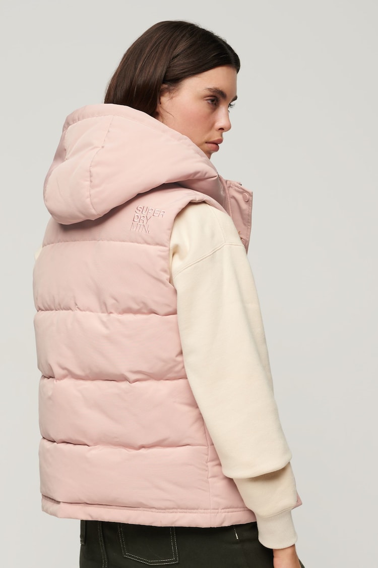 Superdry Pink Everest Hooded Puffer Gilet - Image 2 of 3