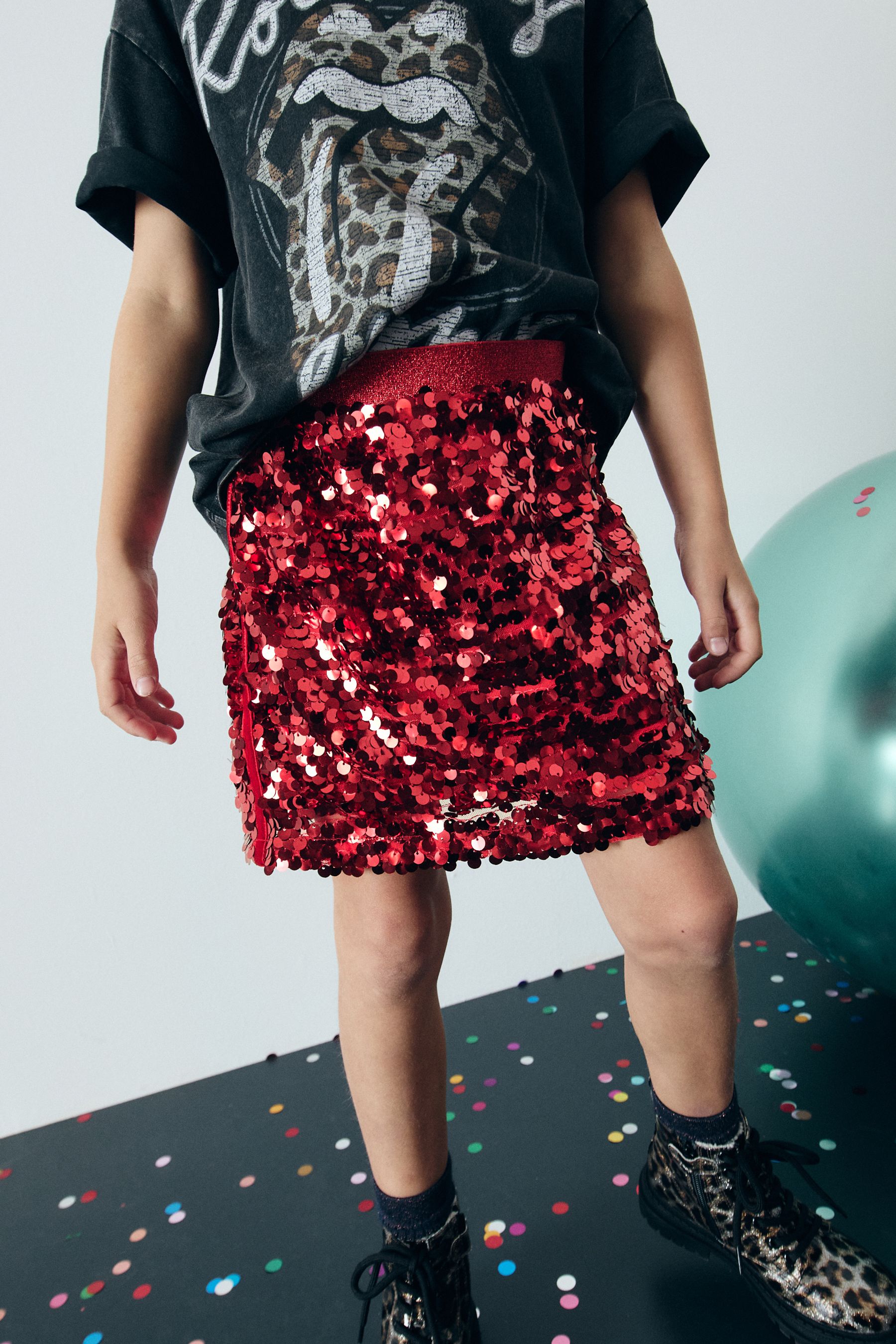 NEXT Red Sequin Skirt