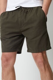 Threadbare Forest Green Cotton Lyocell Jogger Style Shorts - Image 1 of 5