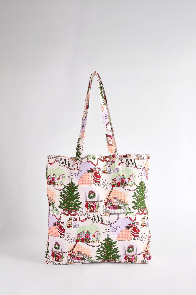 Cath Kidston Christmas House Cream Large Book Bag - Image 2 of 6