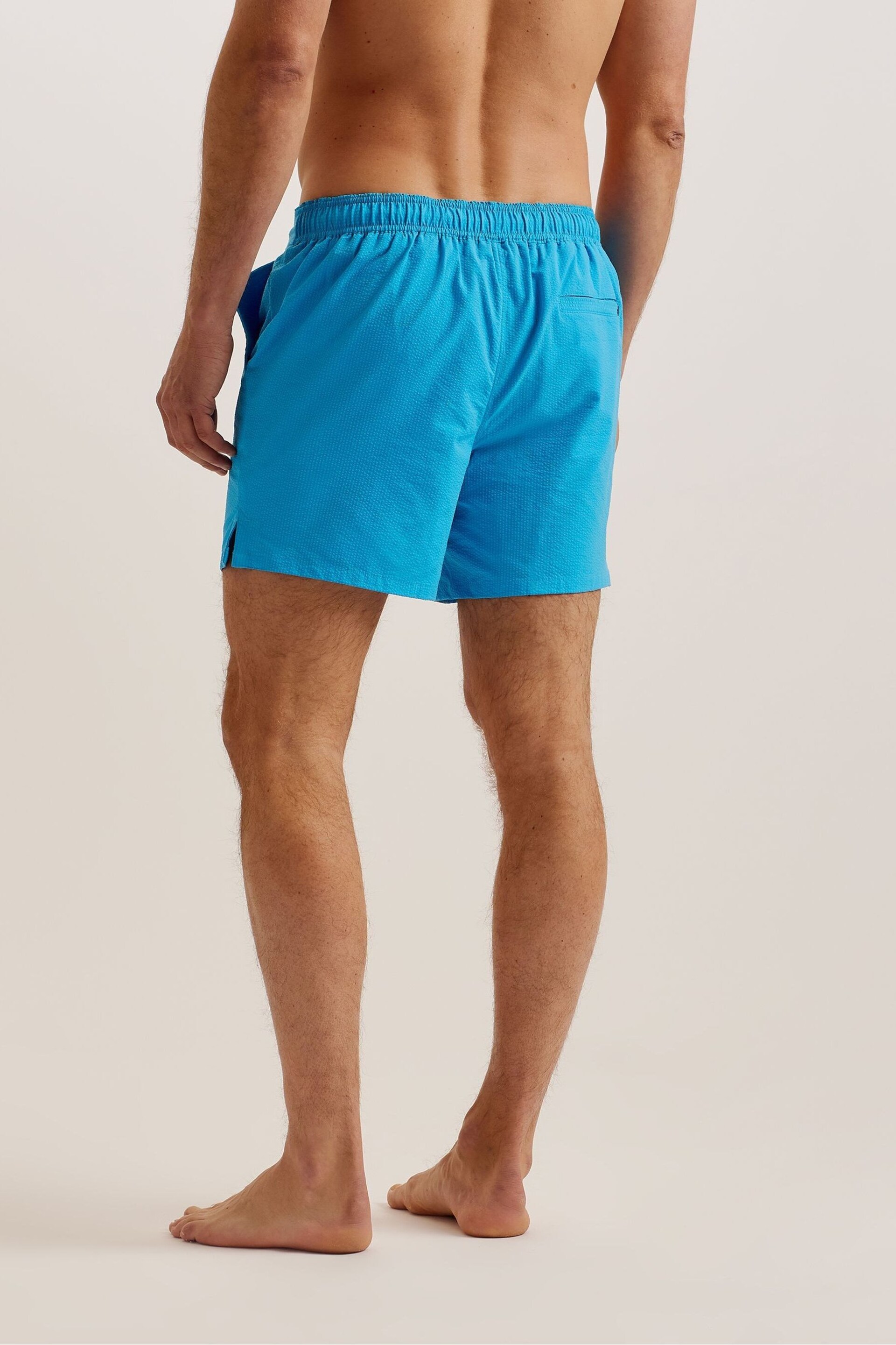 Ted Baker Blue Colne Plain Textured Swim Shorts - Image 2 of 6