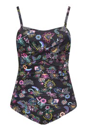 Yours Curve Black Floral Paisley Print Tummy Control Swimsuit - Image 5 of 6