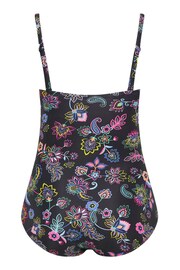 Yours Curve Black Floral Paisley Print Tummy Control Swimsuit - Image 6 of 6