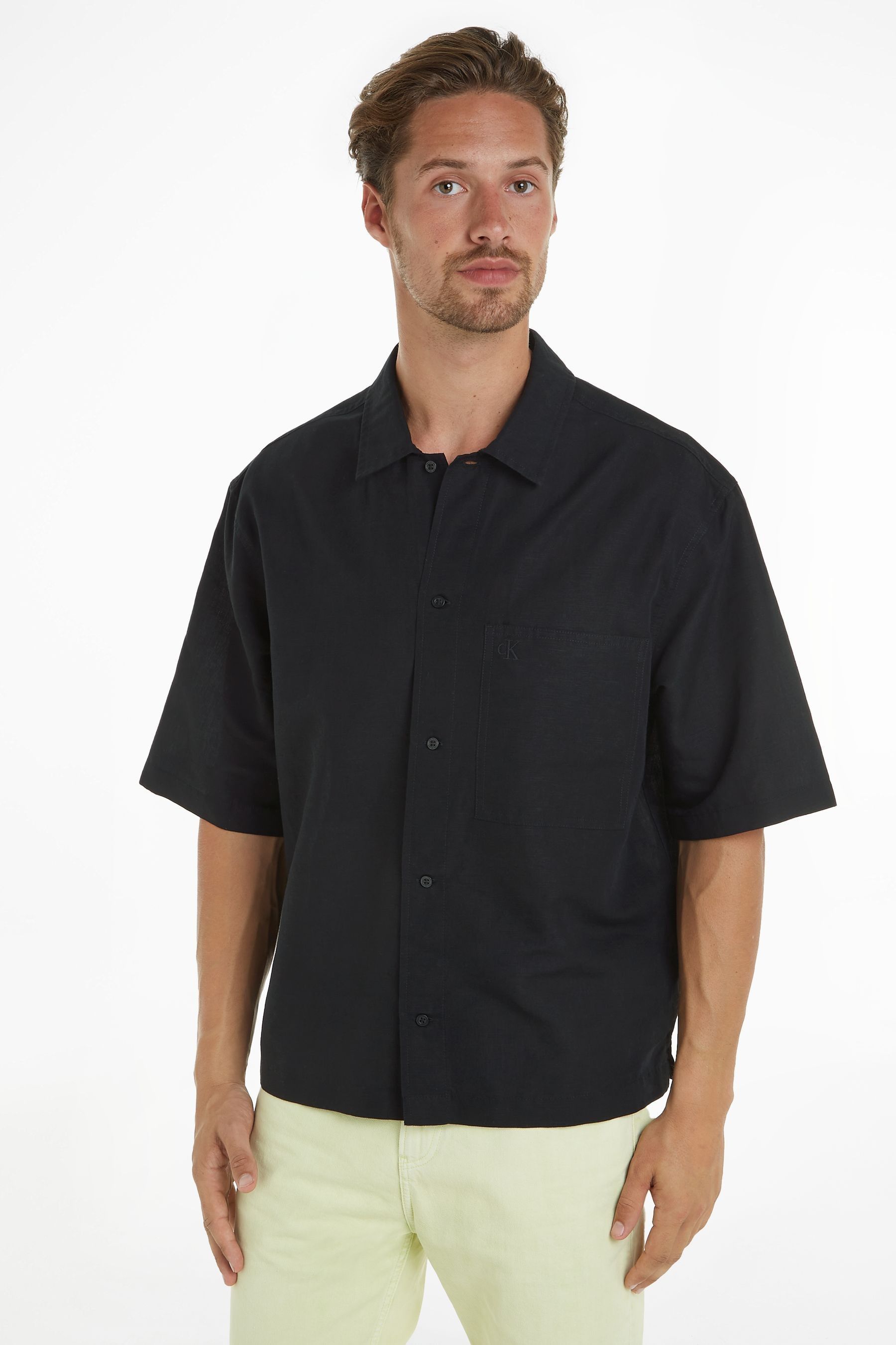 Calvin klein black button down shirt shop