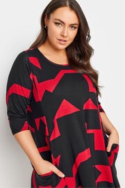 Yours Curve Black Abstract Print Pocket Dress - Image 4 of 5