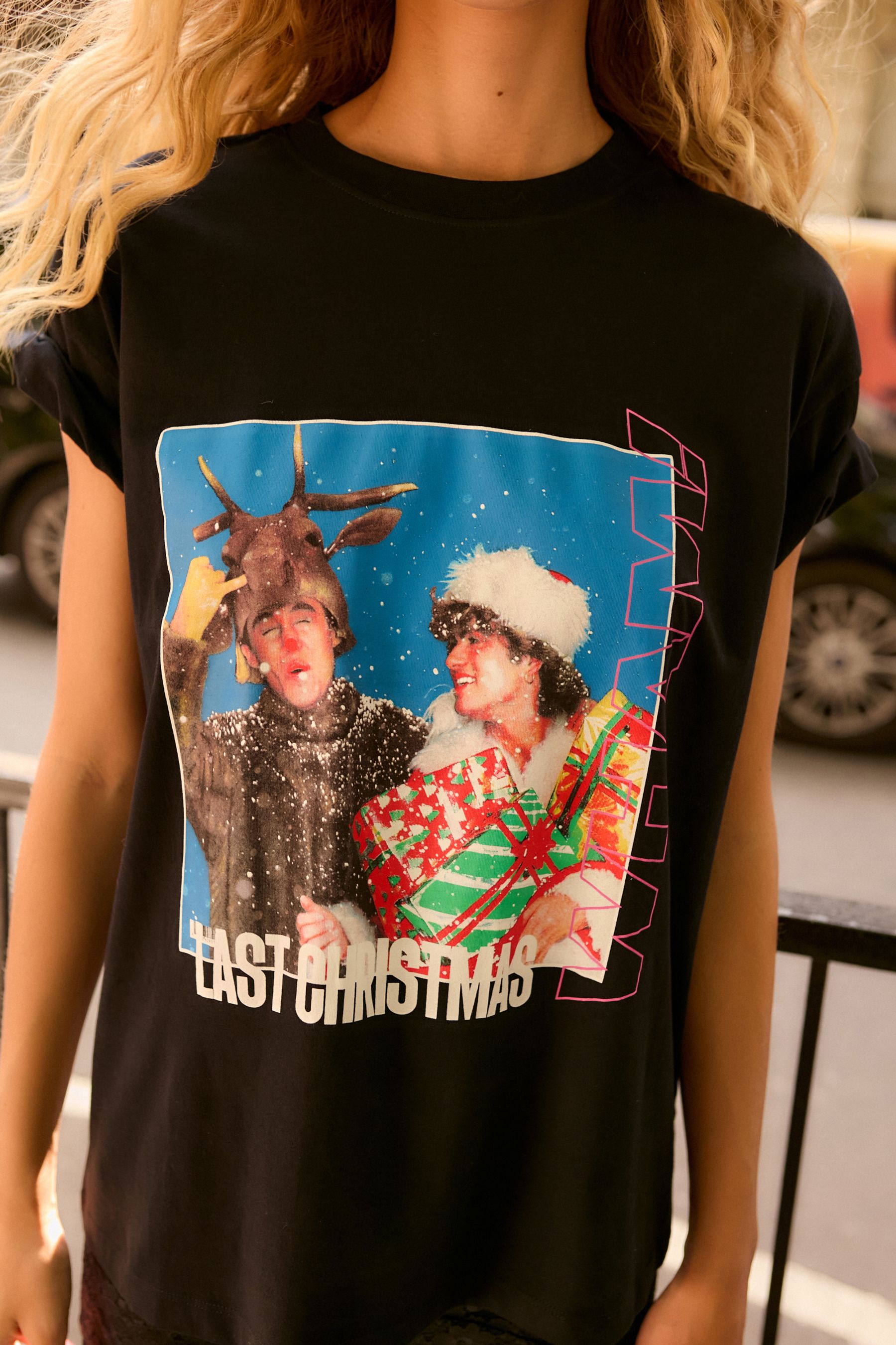 Buy Black 100 Cotton Wham Licence Last Christmas Short Sleeve Graphic T Shirt from the Next UK online shop