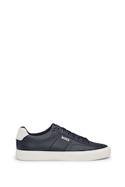 BOSS Blue Cupsole Lace-Up Trainers With Contrast Logo - Image 3 of 5
