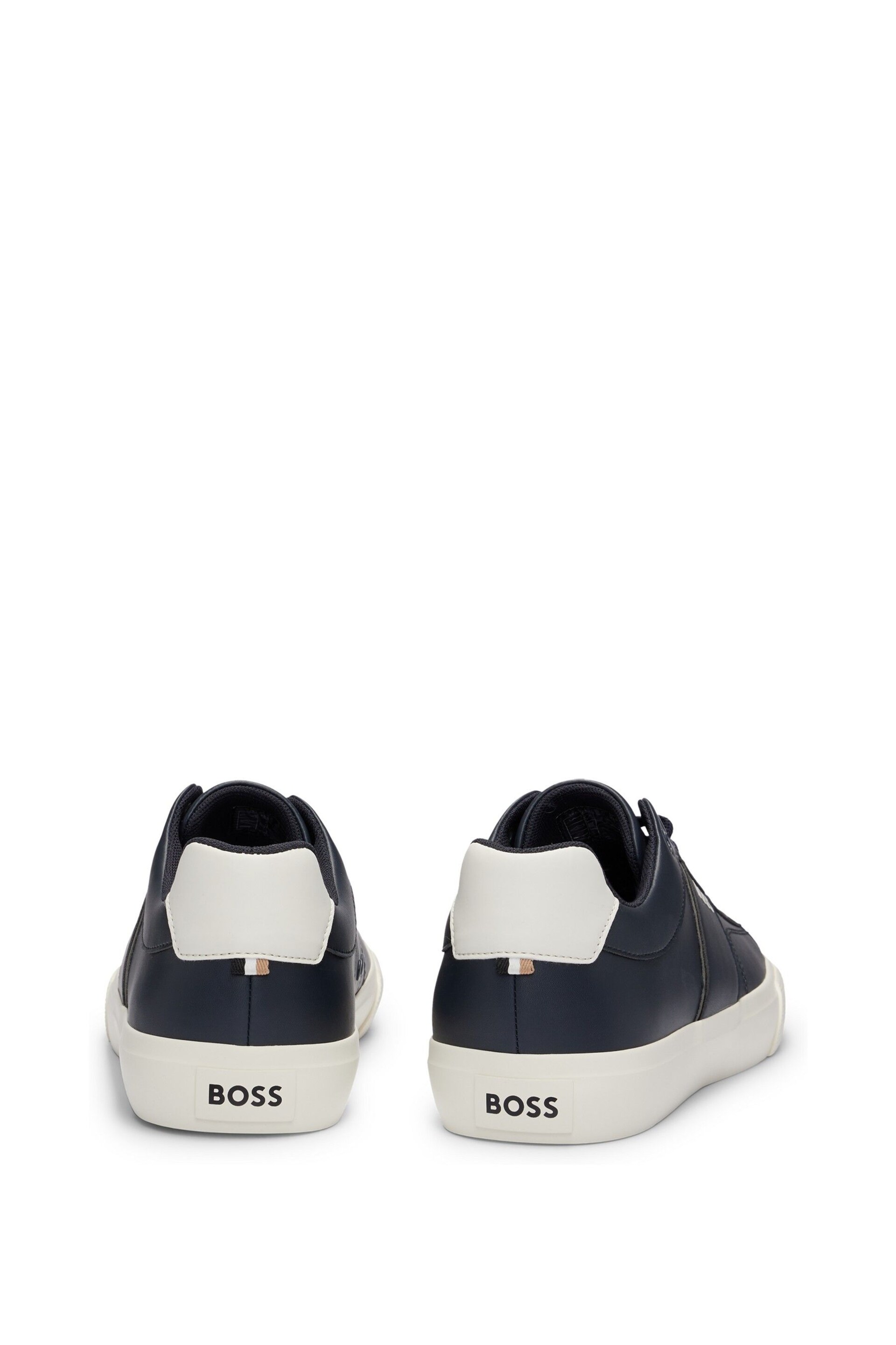 BOSS Blue Cupsole Lace-Up Trainers With Contrast Logo - Image 3 of 5