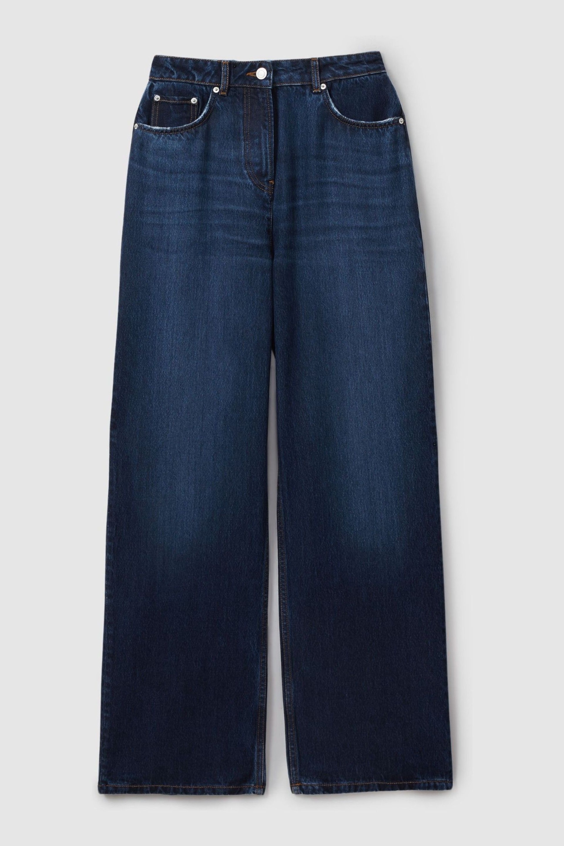 Reiss Dark Blue Lyle Petite Lightweight Viscose Blend Relaxed Jeans - Image 2 of 6