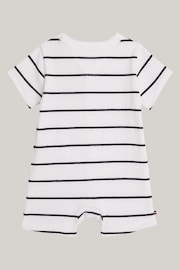 Tommy Hilfiger Baby Blue Striped Rib Shortall All In One - Image 2 of 3