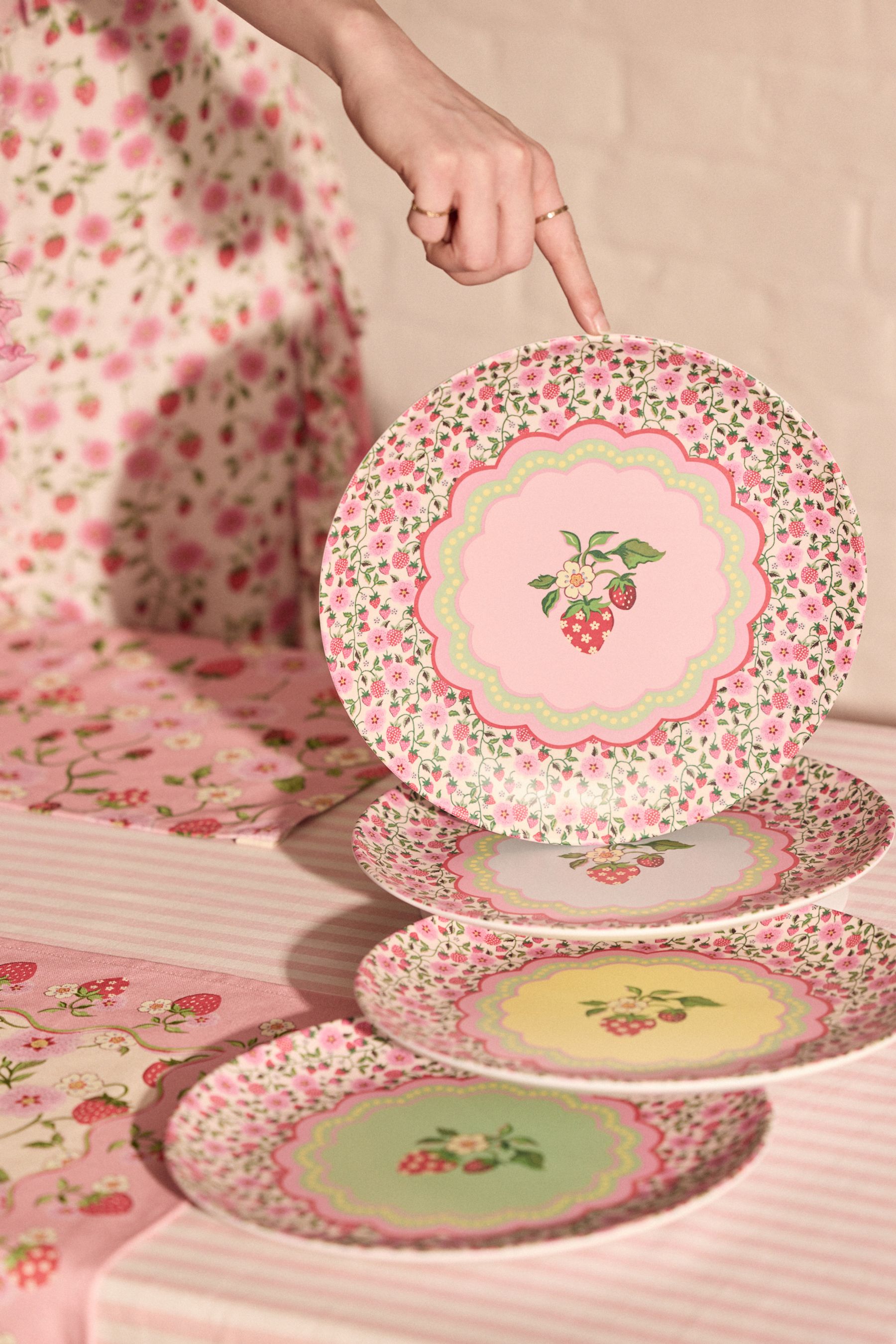 Buy Cath Kidston Green Strawberry 12 Piece Melamine Picnic Set from the Next UK online shop