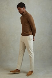 Reiss Tobacco Brown Maxwell Merino Wool Half-Zip Polo Shirt - Image 3 of 6