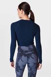 Sweaty Betty Navy Blue Mindful Flex Wrap Long Sleeve Top - Image 3 of 6