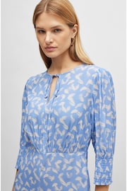 BOSS Blue Tie-Neck Dress With Cropped Sleeves - Image 3 of 5
