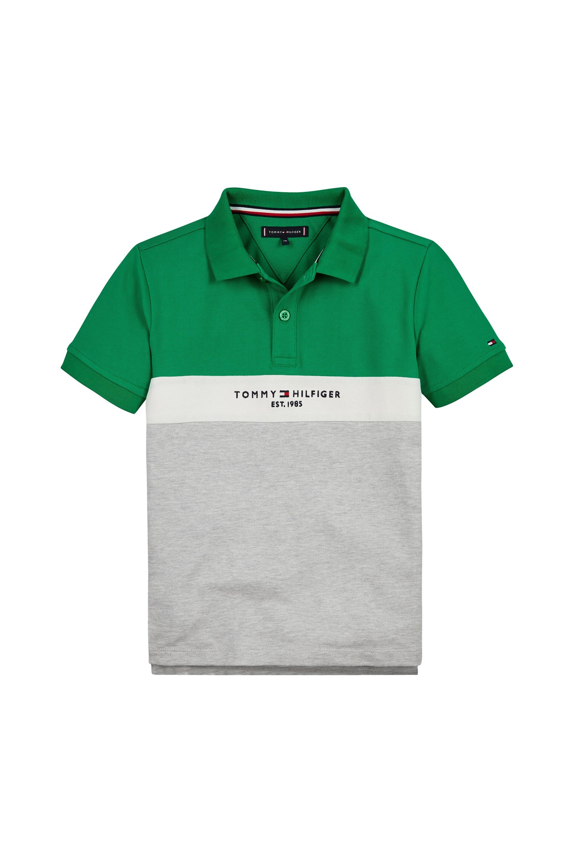 Tommy Hilfiger Blue Colourblock Polo Top - Image 1 of 2