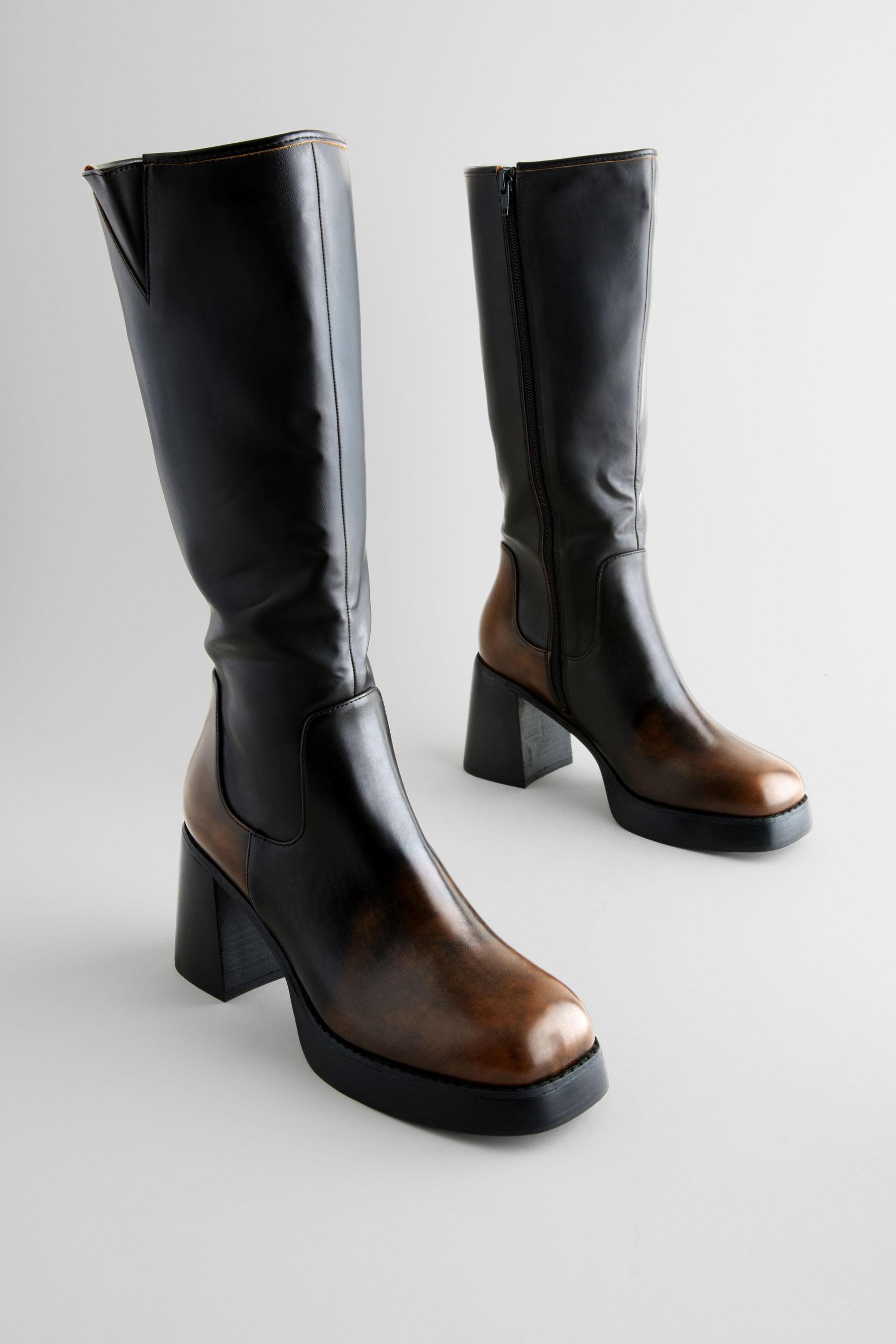 Knee high square toe boots deals