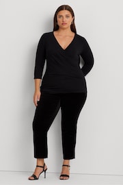 Lauren Ralph Lauren Curve Wrap Style Jersey Black Top - Image 3 of 10