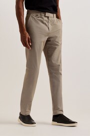 Ted Baker Brown Slim Fit Turney Dobby Chino Trousers - Image 2 of 5