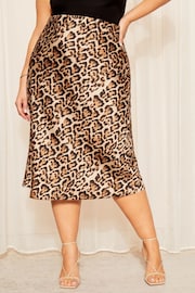 Curves Like These Animal Satin Bias Midi Skirt - Image 3 of 4