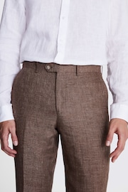 MOSS Tailored Fit Rust Linen Brown Trousers - Image 3 of 3