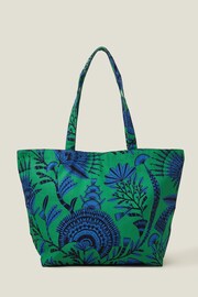 Accessorize Green Canvas Fan Print Shopper - Image 2 of 4