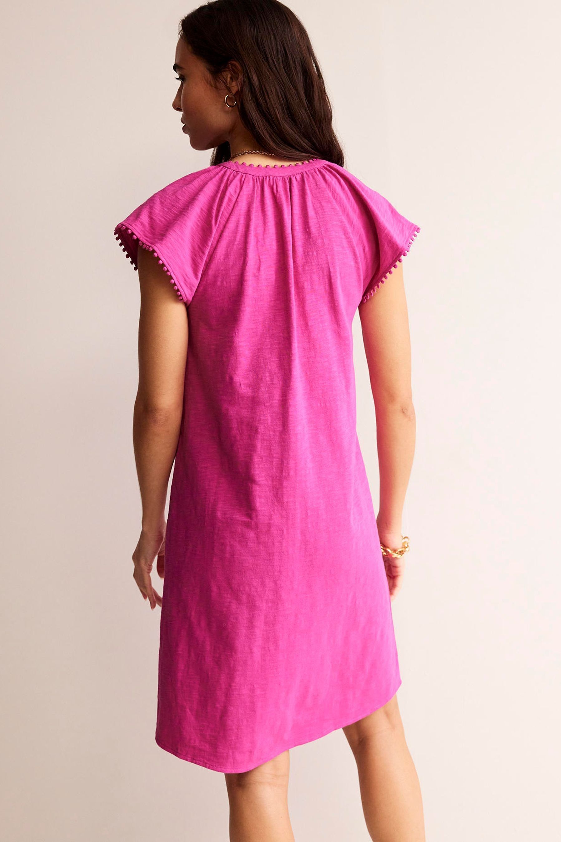 Buy Boden Purple Millie Pom 100 Cotton Dress from Next Luxembourg