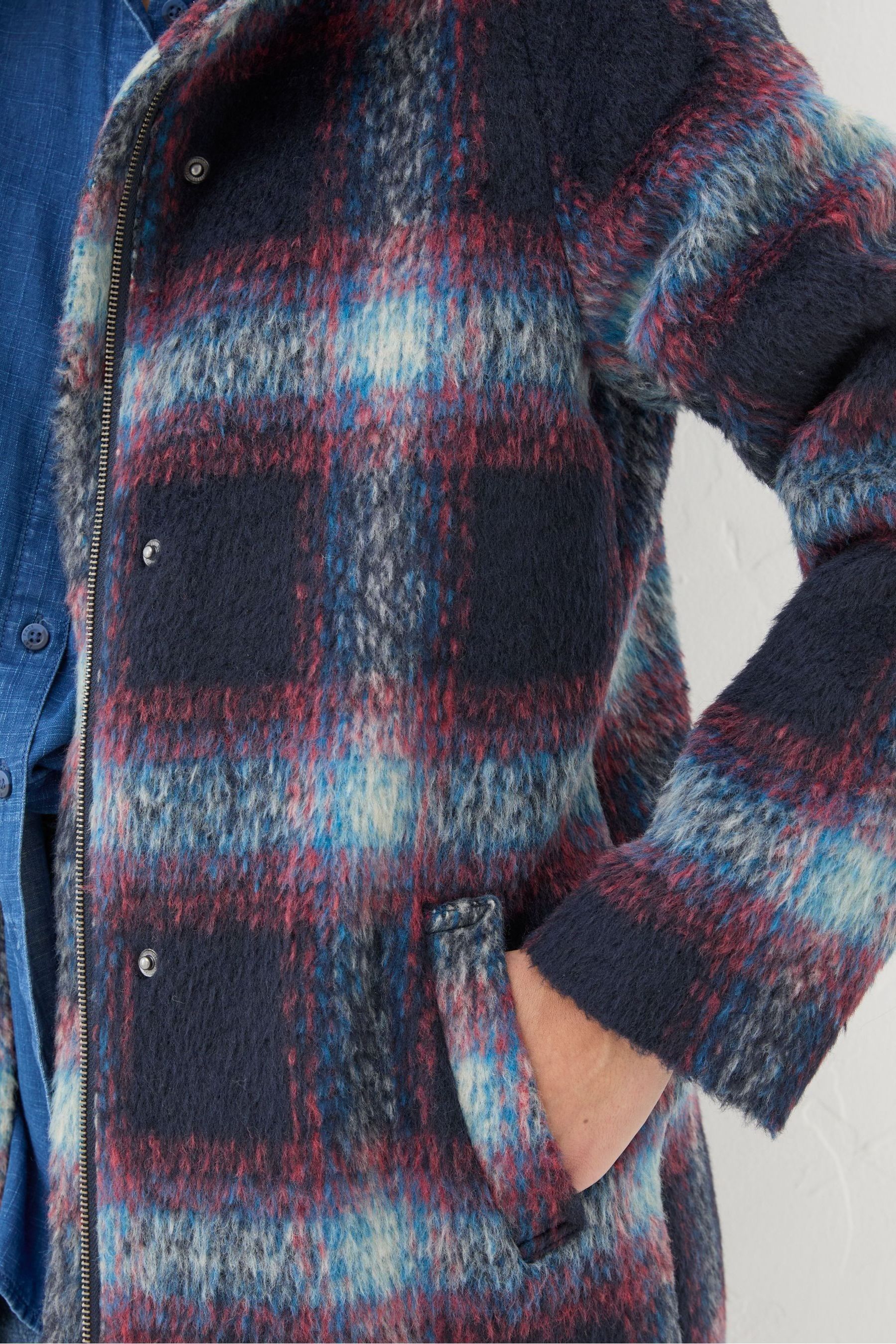 Buy FatFace Freya Blue Wool Blend Check Coat from Next Luxembourg