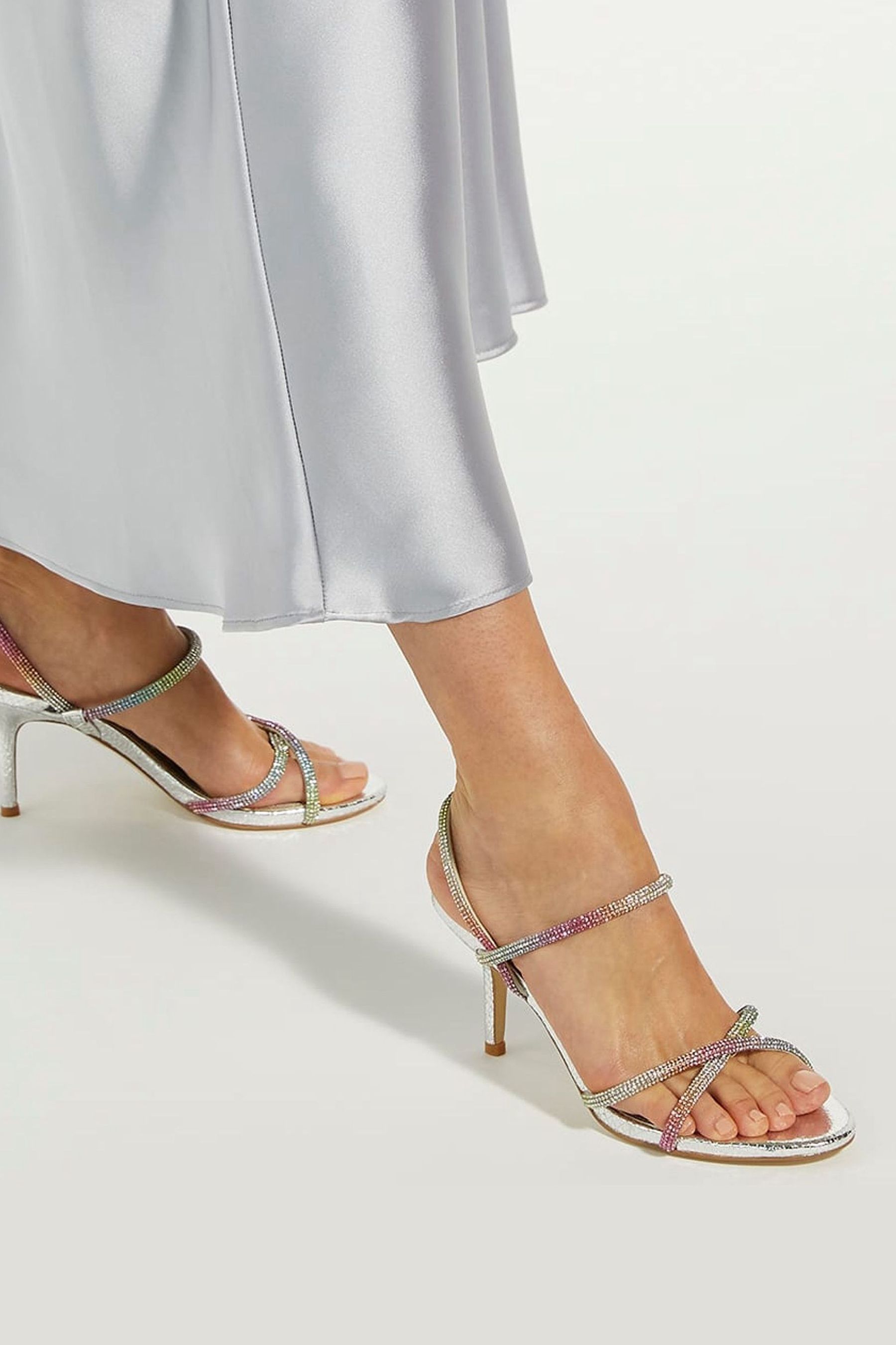 Buy Dune London Silver Momentum Embellished Strap High Heel Sandals from Next Luxembourg