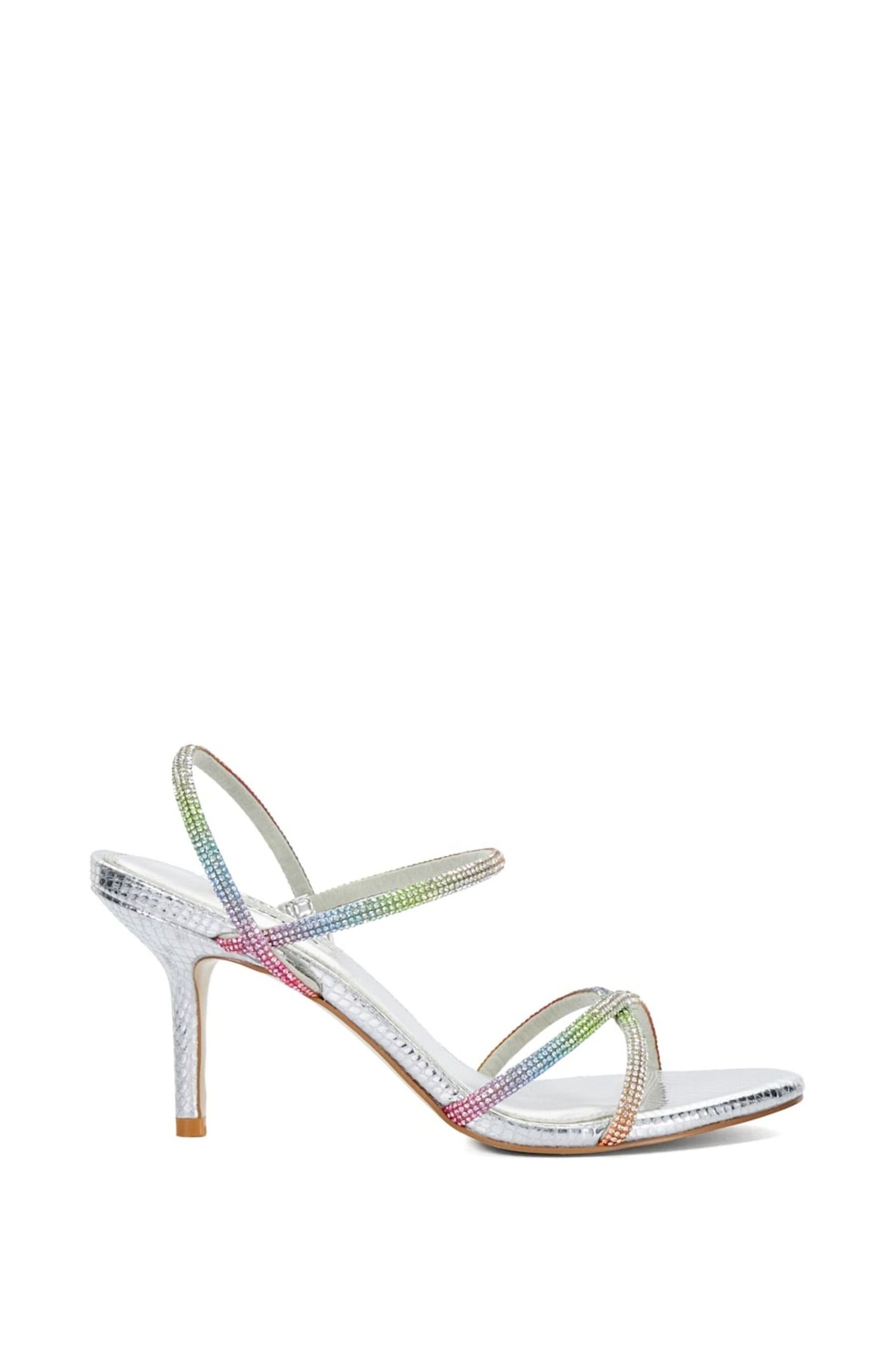 Dune London Silver Momentum Embellished Strap High Heel Sandals - Image 3 of 6