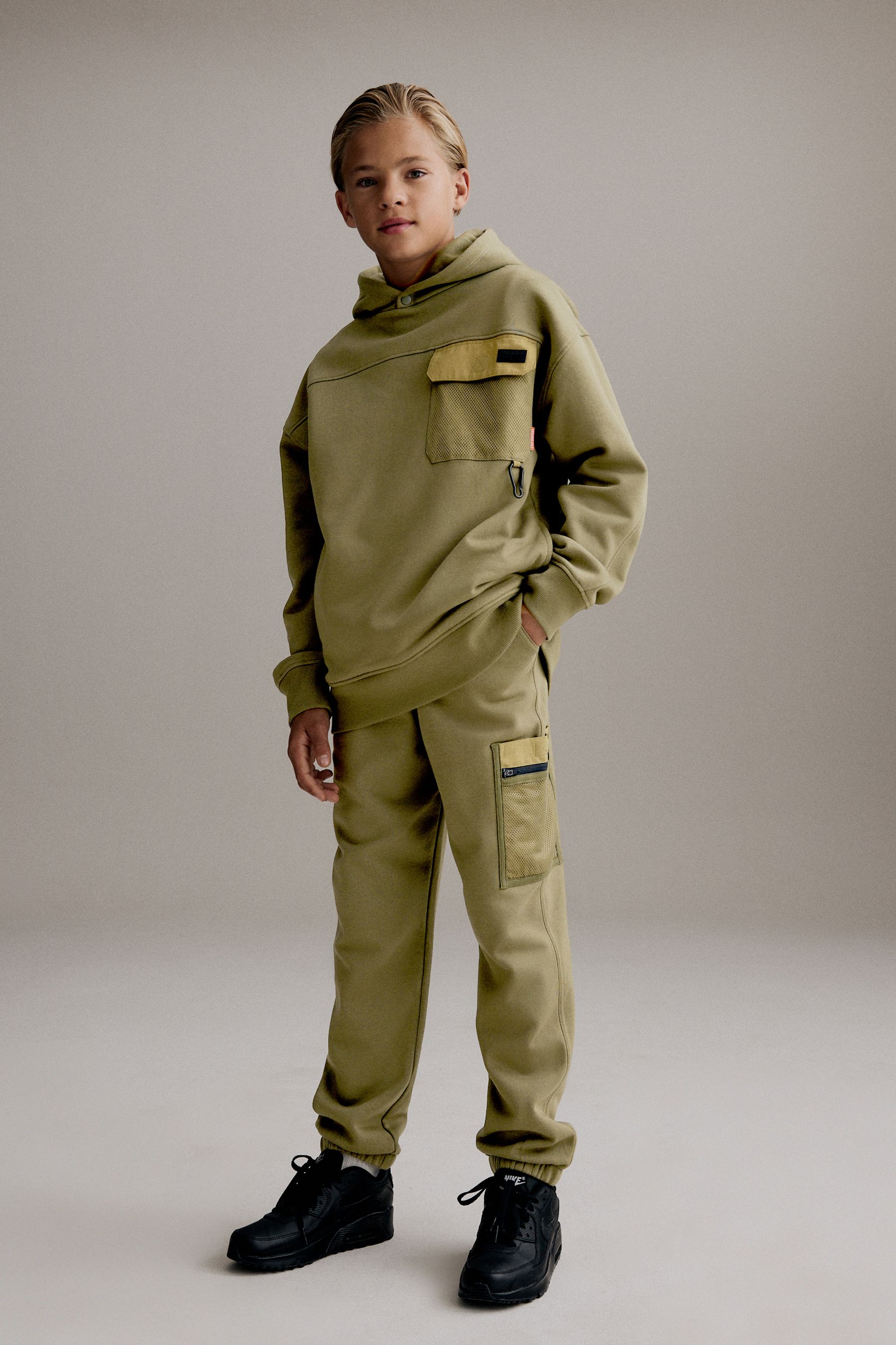 Khaki Green Utility style Hoodie Joggers Set 3 16yrs